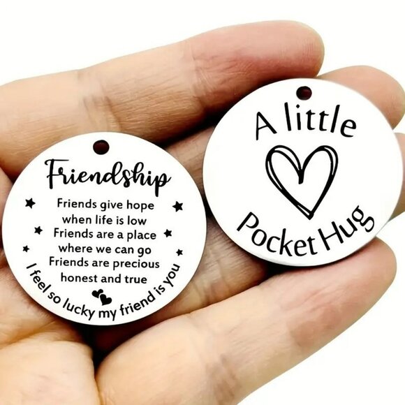 SS Pocket Hug Token Keyring "Friendship" Inspirational Gift - Picture 1 of 5